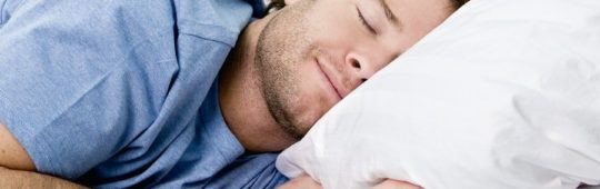 Man comfortably sleeping in